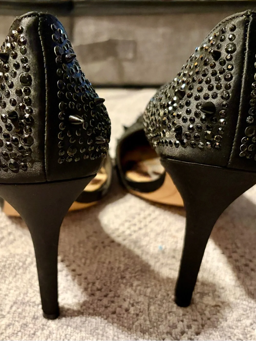 Sam Edelman Black Crystal & Spike Pointed-Toe Pumps - Picture 2 of 3